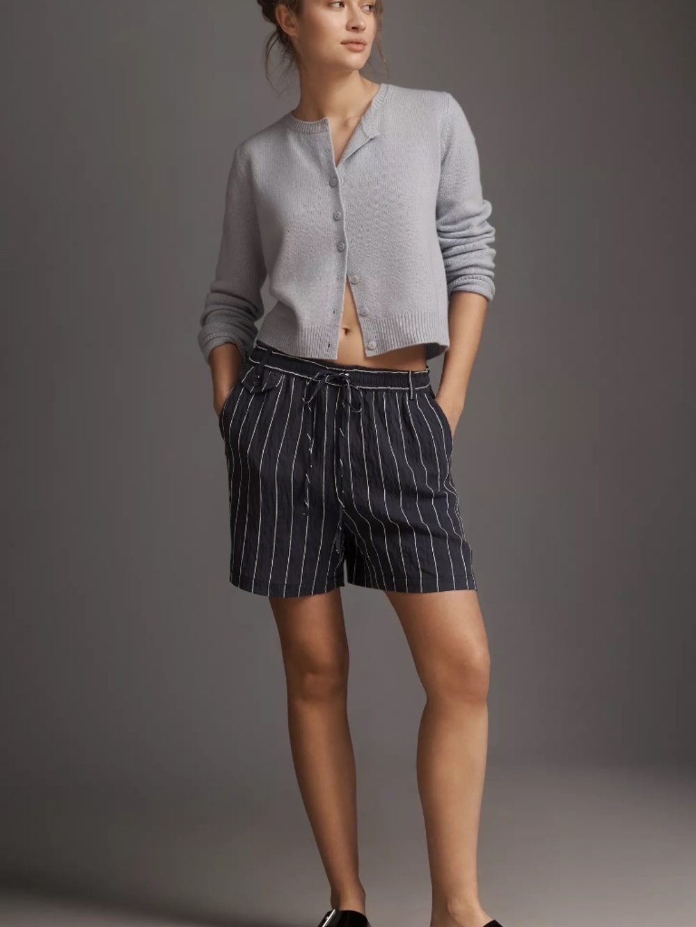 Maeve navy stripe shorts